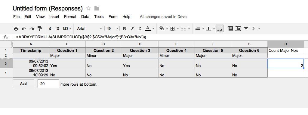 igoogledrive google spreadsheet arrayformula to count no in columns google sheets sumproduct
