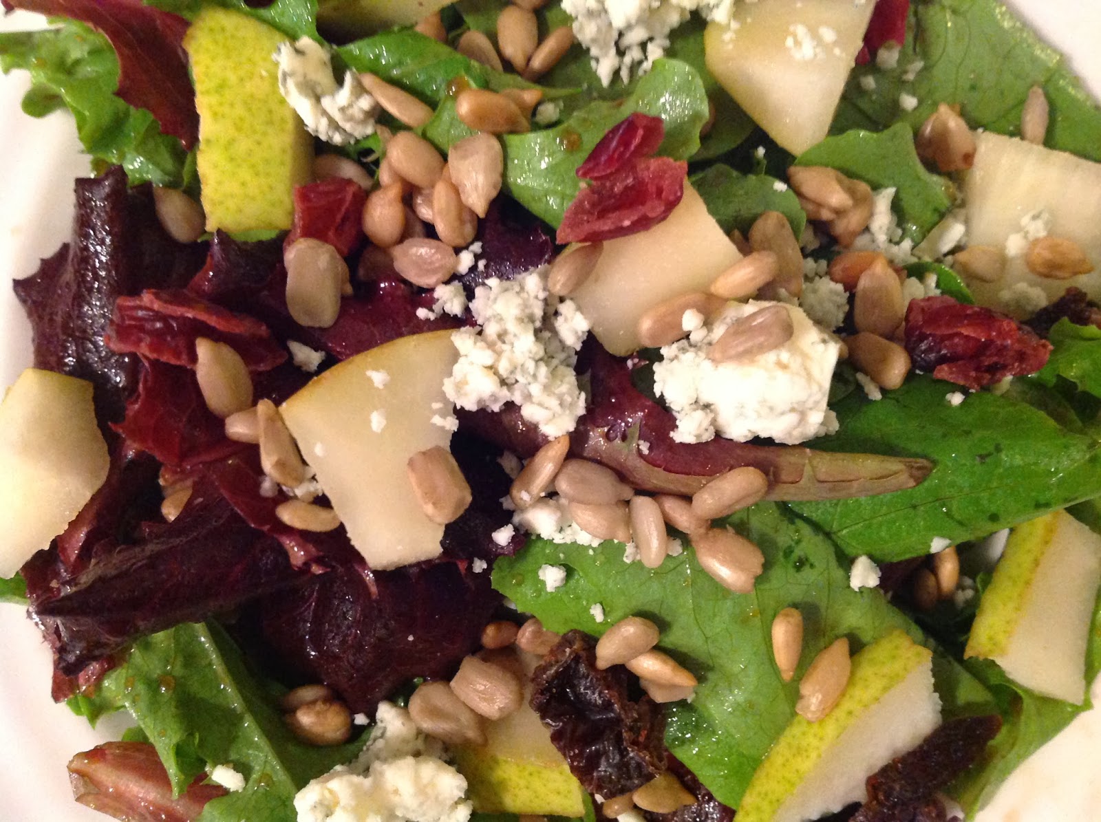 Daily Dose of Rabbit Food Pear Salad with Honey Balsamic Dressing