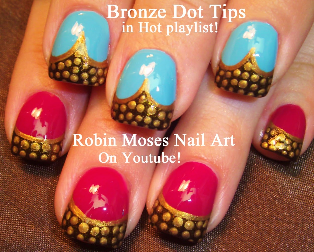 Nail Art by Robin Moses "nail art" "dot nails" "bronze tips" "stud dot