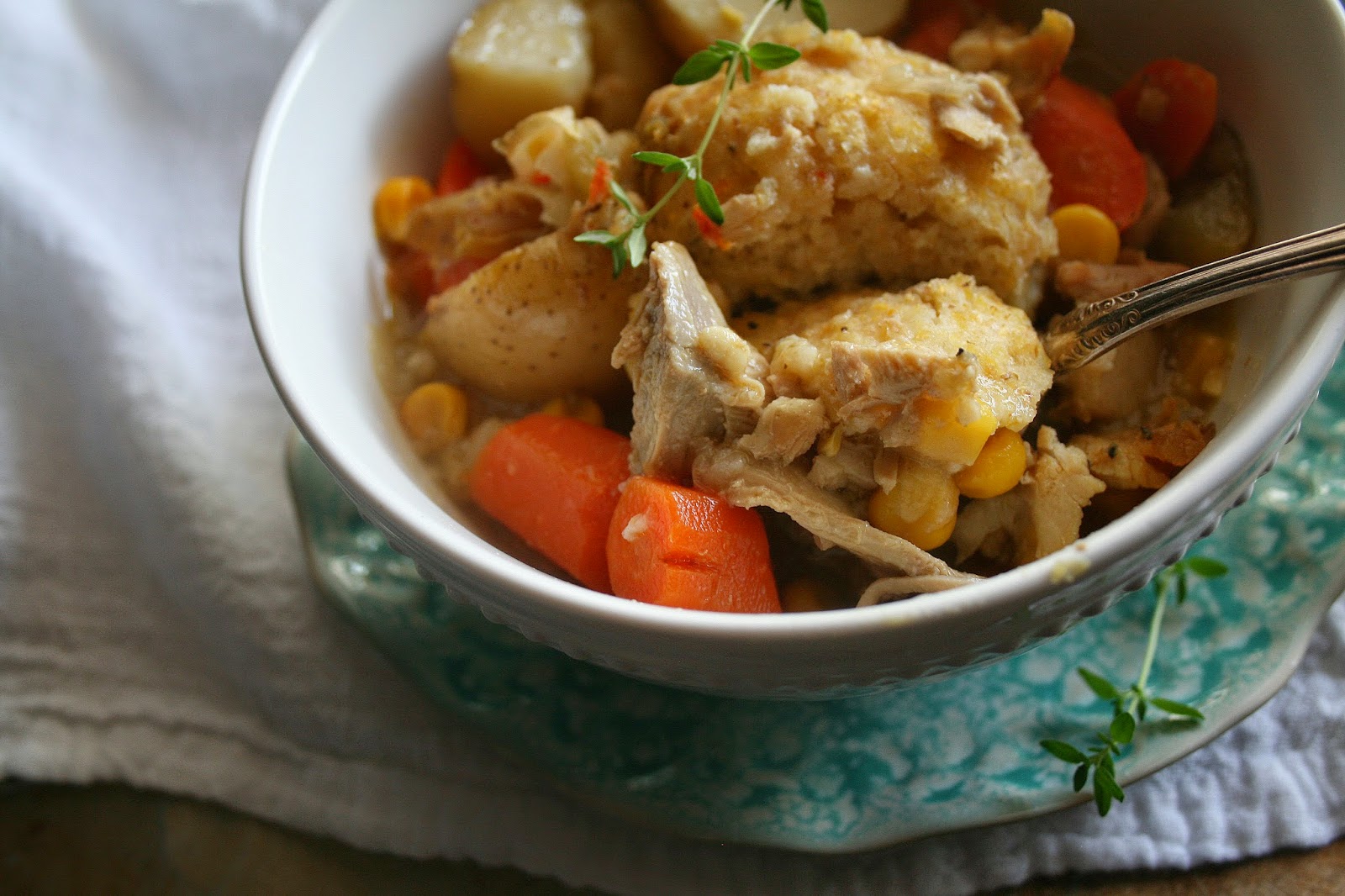 Annie à la Mode CrockPot Chicken & Cornmeal Dumplings