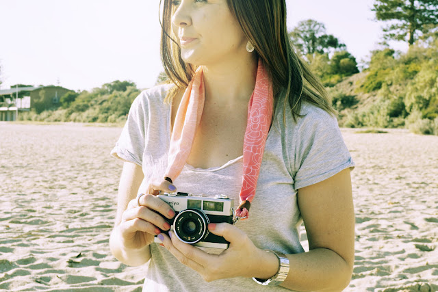 DSLR Silk Scarf Camera Strap location shot DSLR Silk Scarf Camera Strap location shot