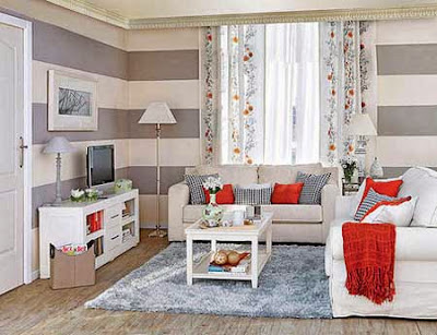 Decoração de Sala com a Parede às Riscas