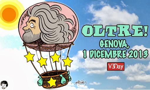 GRILLO VOLA IN MONGOLFIERA E VA "OLTRE V3DAY"