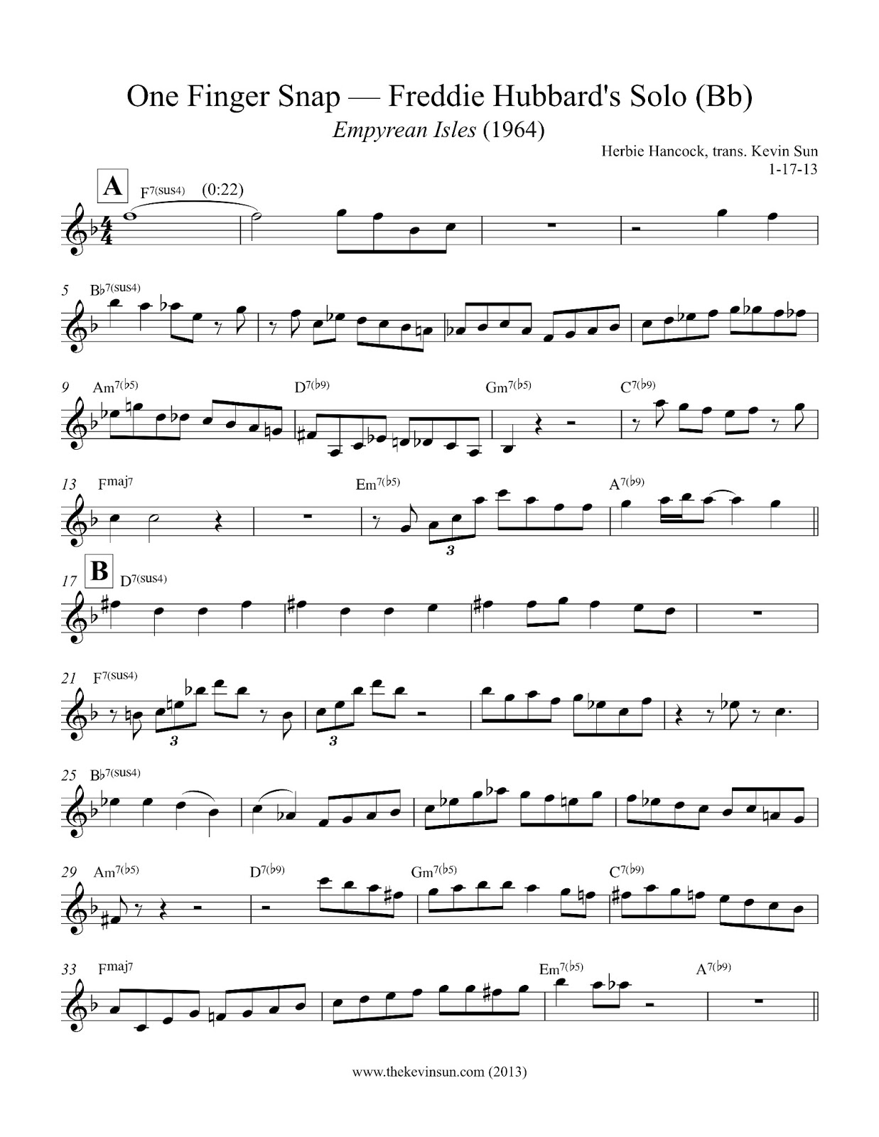 Freddie Hubbard on "One Finger Snap"