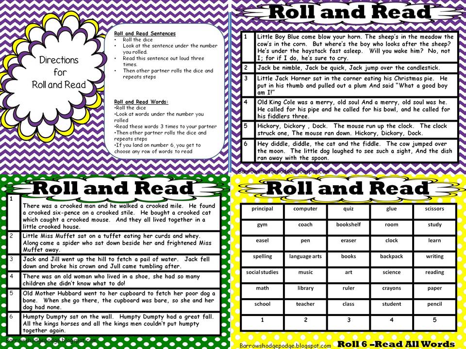 Barrow's Hodgepodge: Nursery Rhyme Literacy Center Box