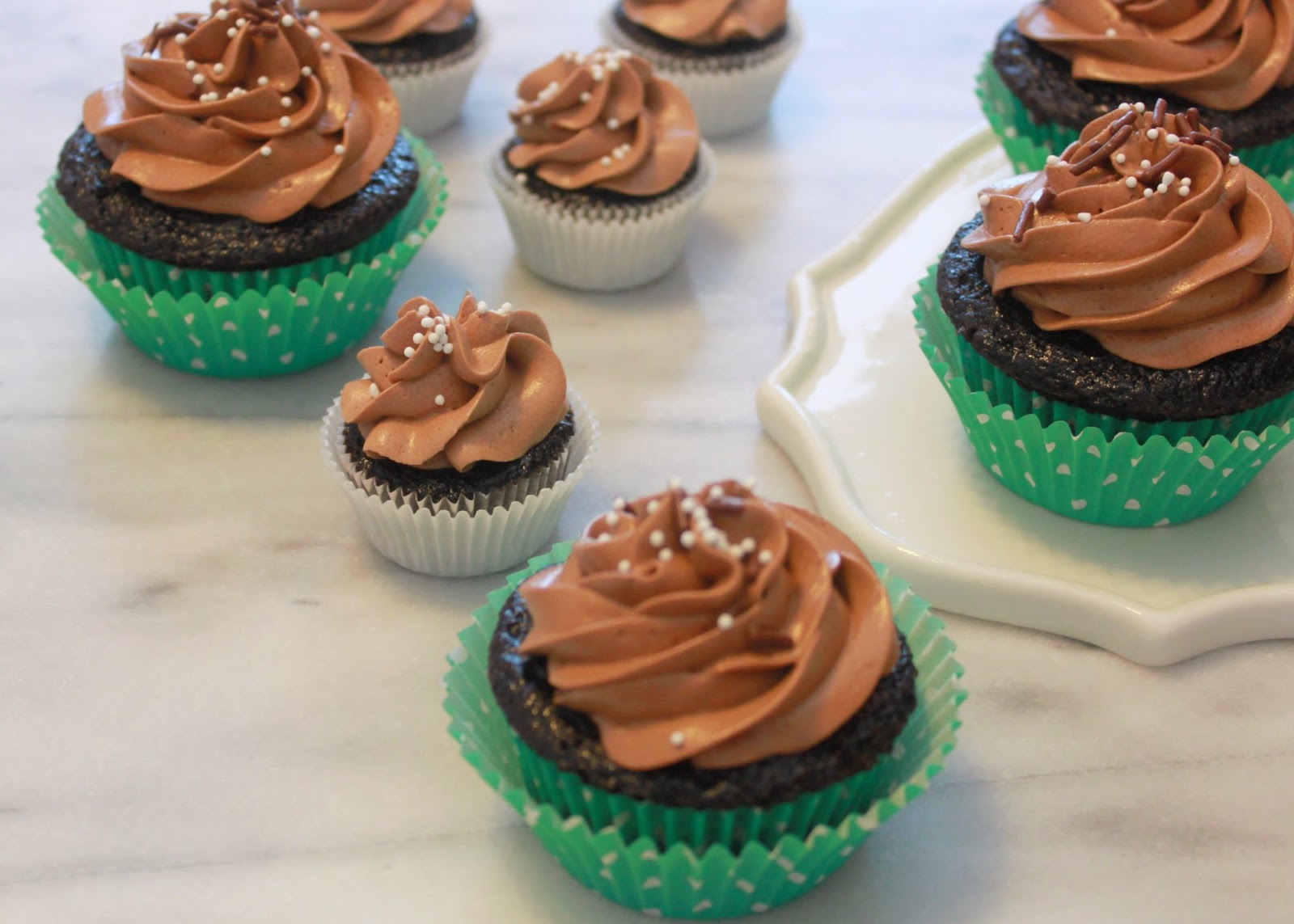 Dark Chocolate Cupcakes with Mocha Meringue Buttercream
