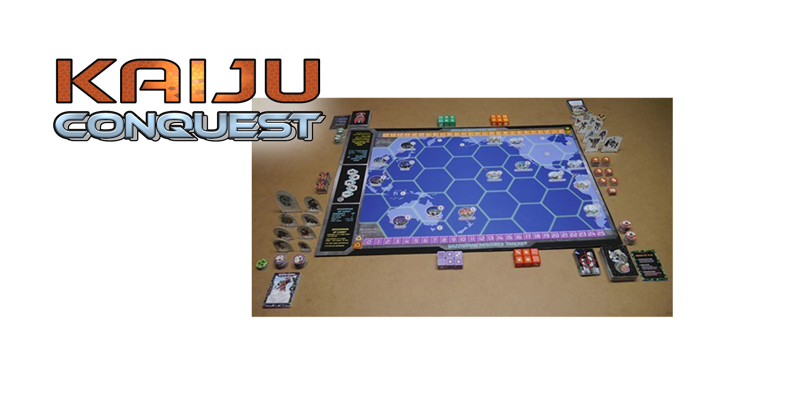 A sci-fi strategy boardgame of alien invasion and battles between giant mecha and monsters