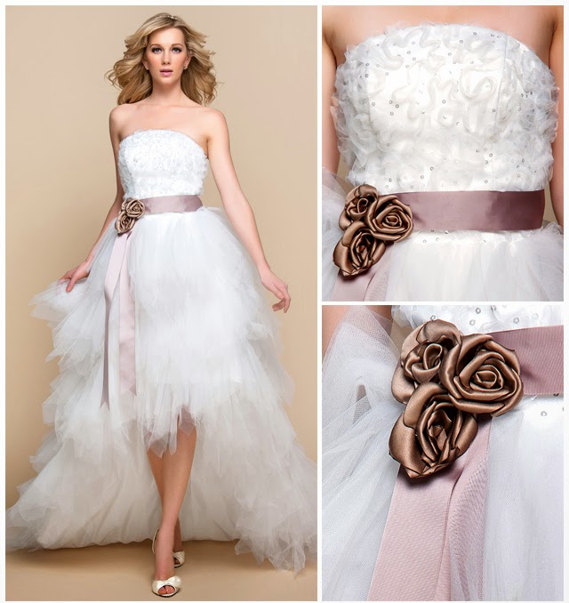 queusar: vestido de novia corte a, strapless, asimetrico y con