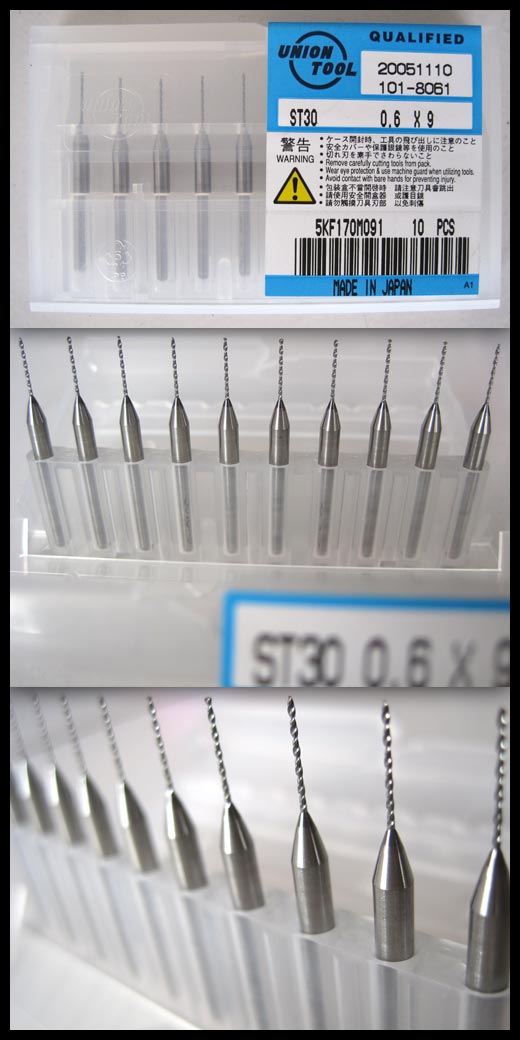 2nd MACHINE PCB drill bits, ST30 0.6X9, Union Tool