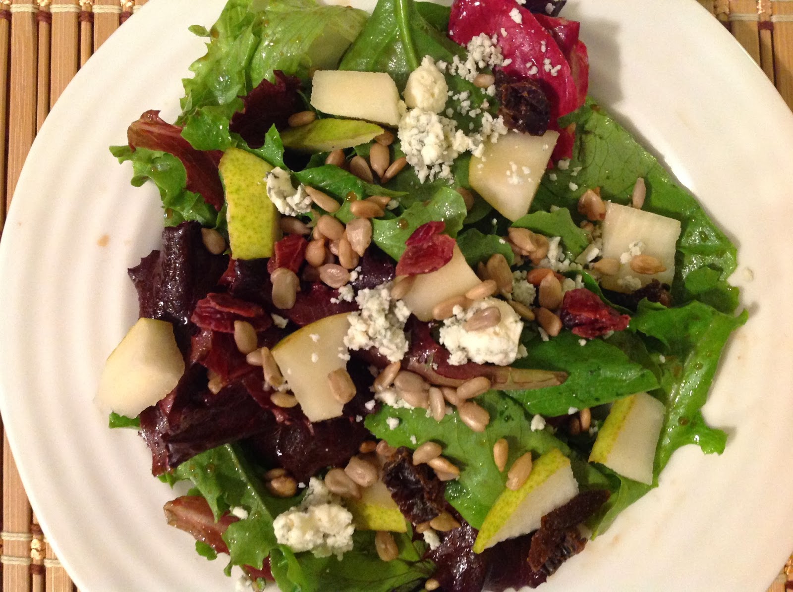 Daily Dose of Rabbit Food Pear Salad with Honey Balsamic Dressing