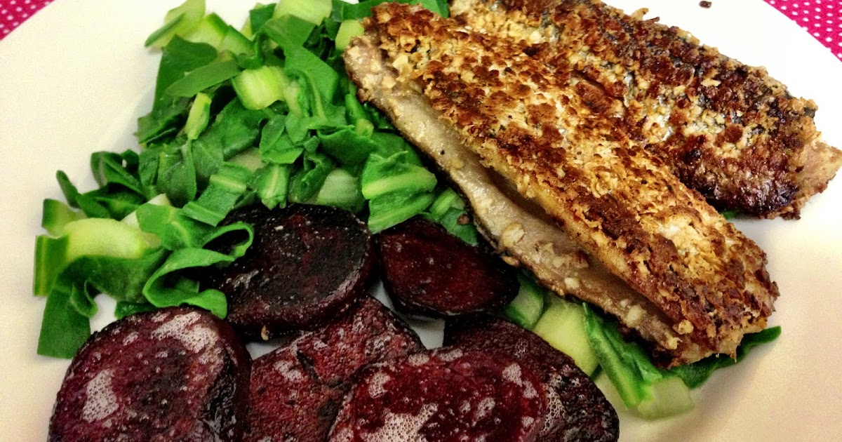 The lone gourmet Oatcrusted panfried herrings with chard and beetroot