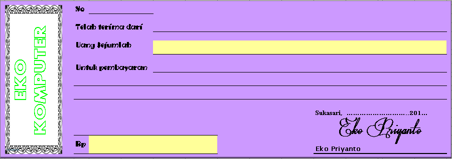 Download Kwitansi Format Excel Puteri Widyasari Pasang