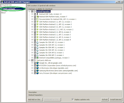 Download Available Android Software Development kit packeges