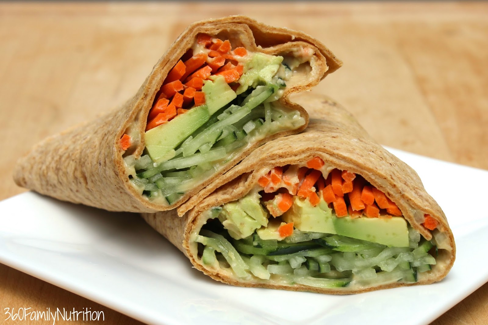 360FamilyNutrition Spiralized Veggie Hummus Wrap