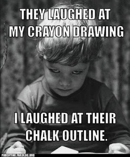 evil child funny picture laughed at their chalk outline
