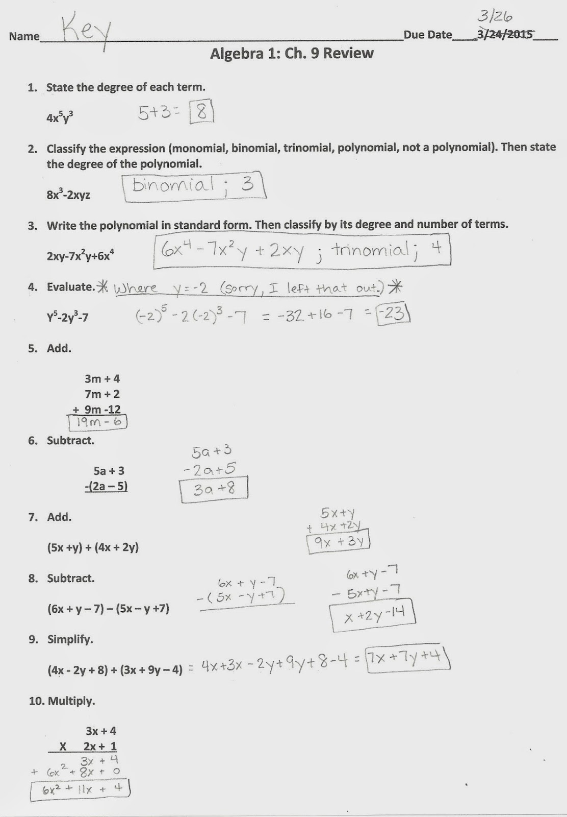 algebra 1 answers chapter 8