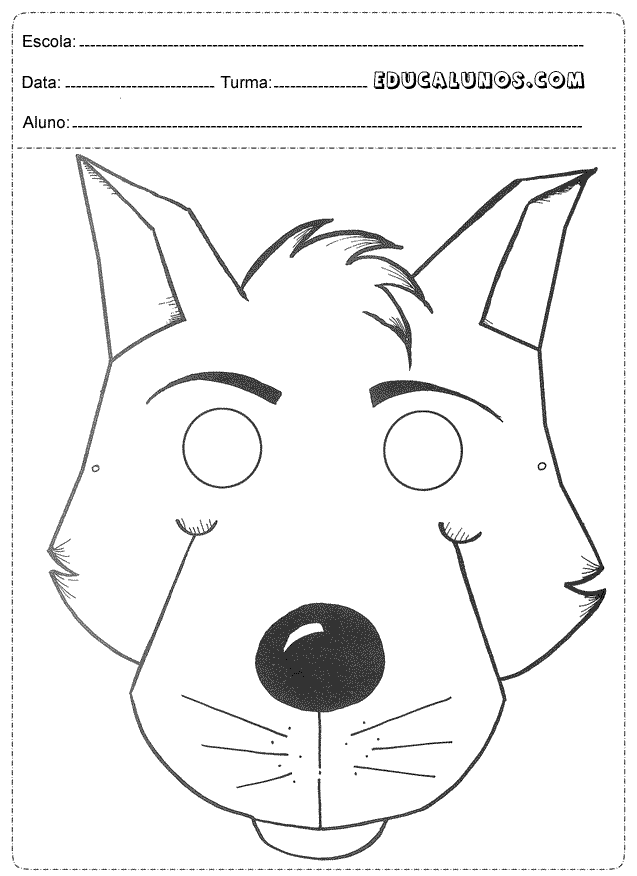 Máscara de lobo mau para pintar