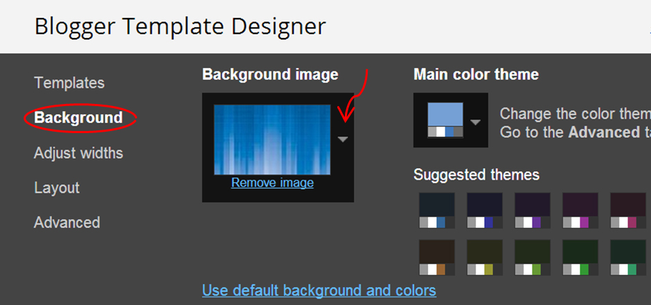 how to change the background color photo of blogger template