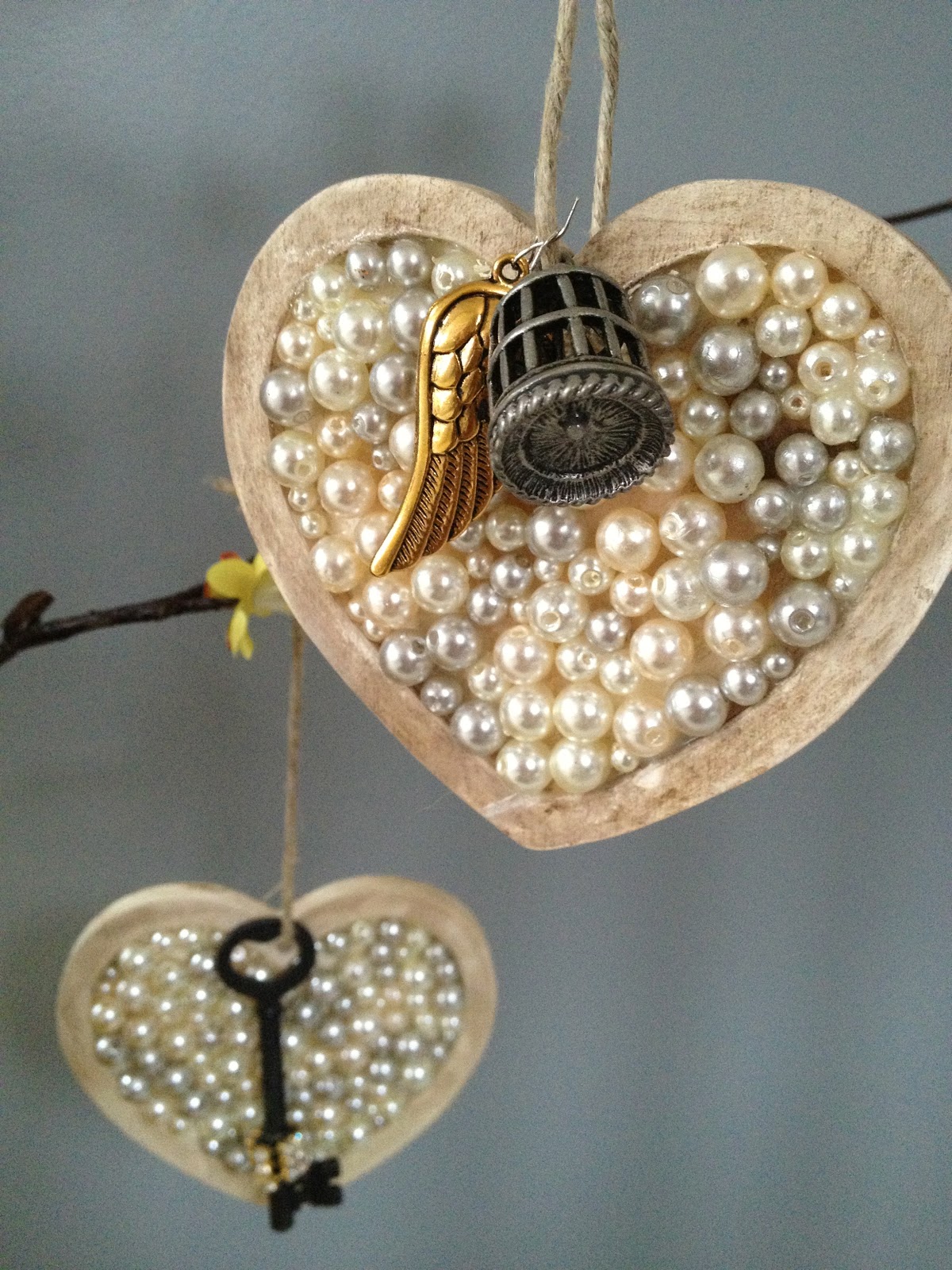 My Twig and Twine Nest Crafting Beaded Hearts for Valentine's Day
