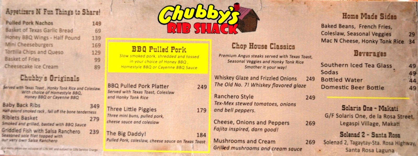 Chubby's Rib Shack Solaris One Makati BERYLLICIOUS A Food