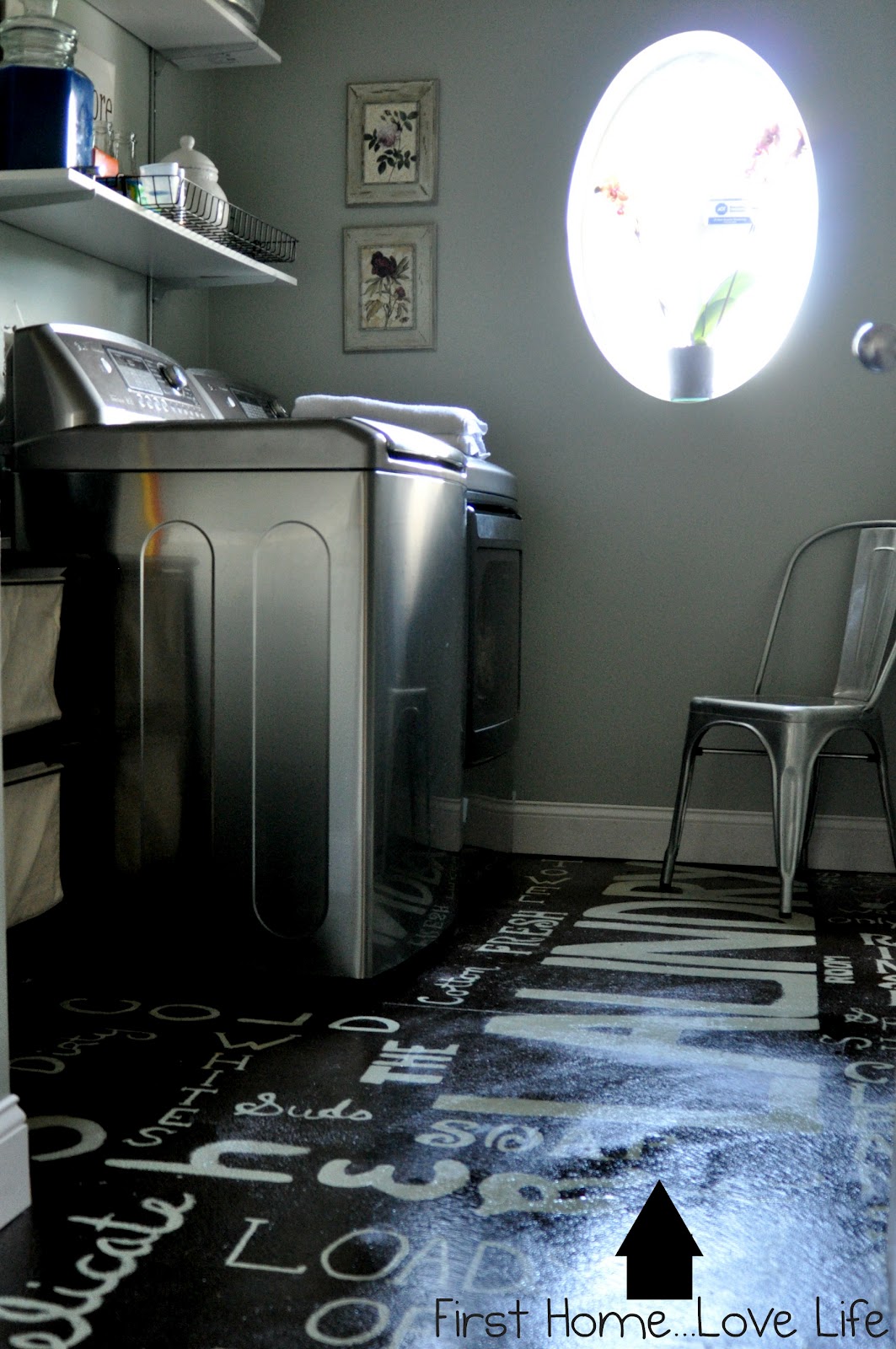 Remodelaholic Subway Art Painted Laundry Room Floor With HowTo Tutorial