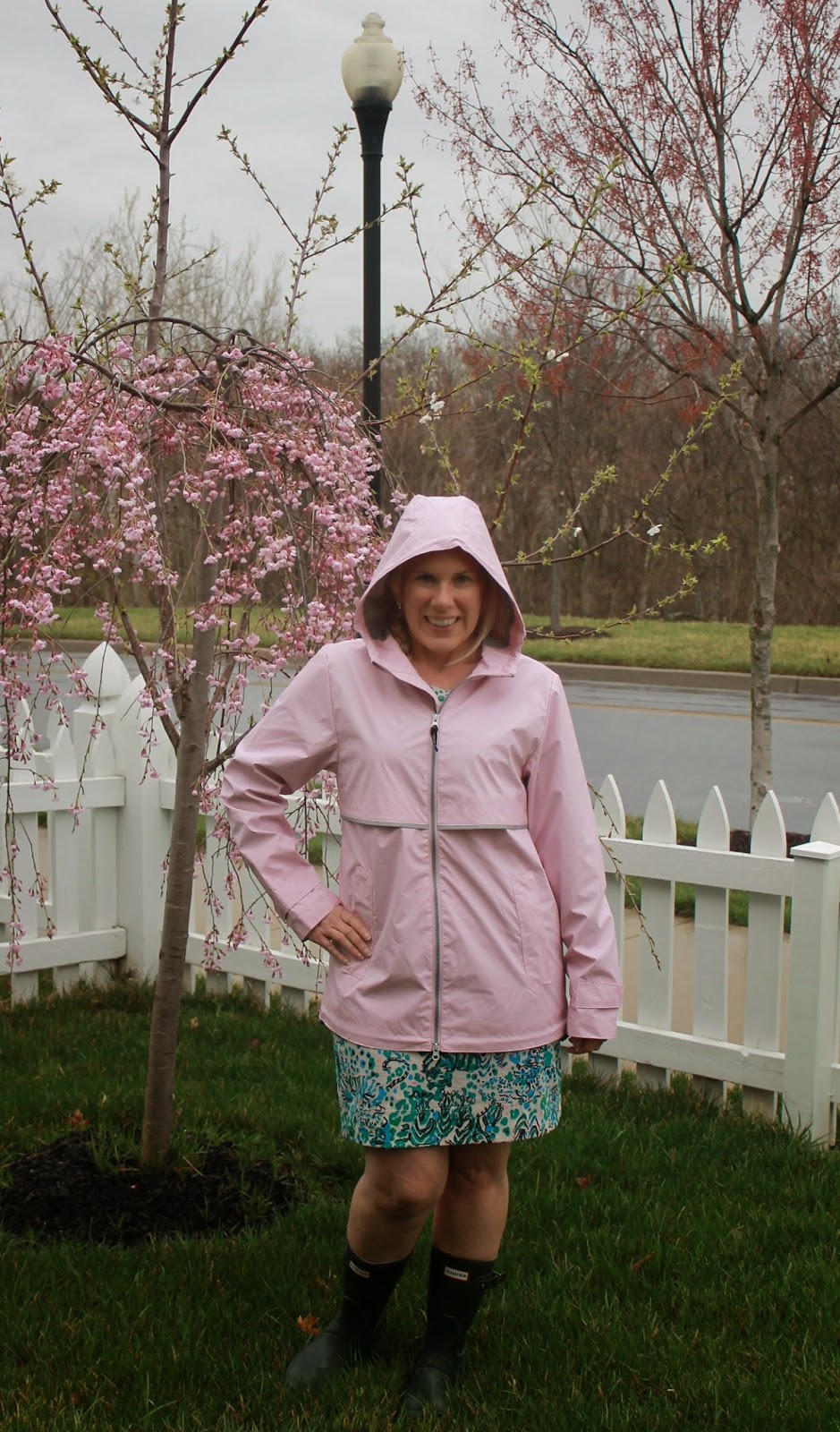charles river apparel rain jacket preppy pink