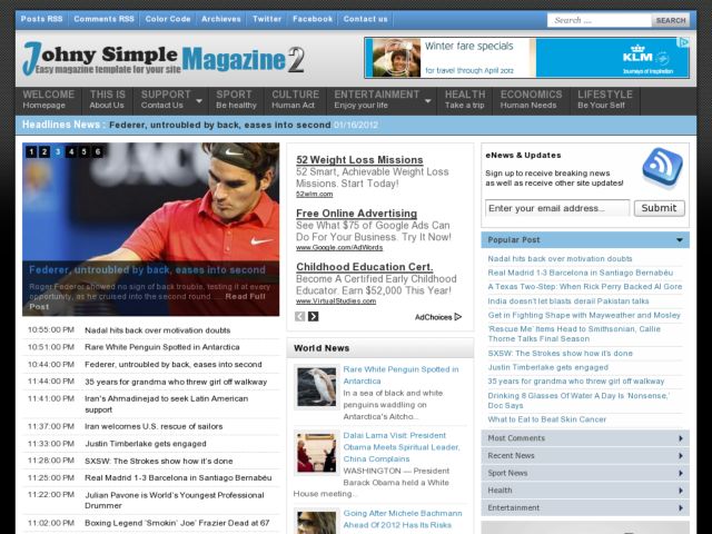 Johny Simple Magazine Blogger Template