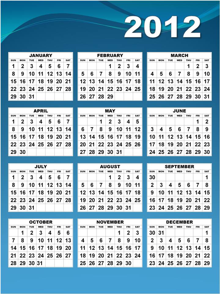 january 2012 calendar template