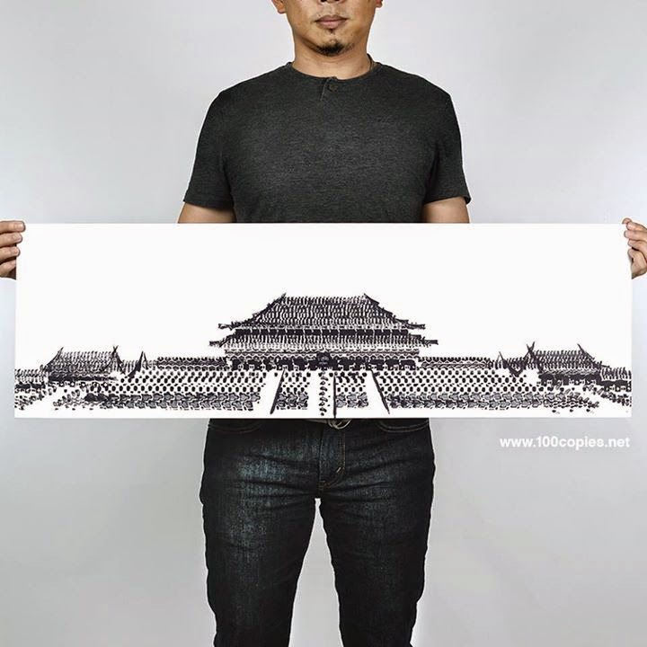 03-Forbidden-City-Beijing-China-Thomas-Yang-Art-From-Bicycle-Drawings-in-100copies--www-designstack-co