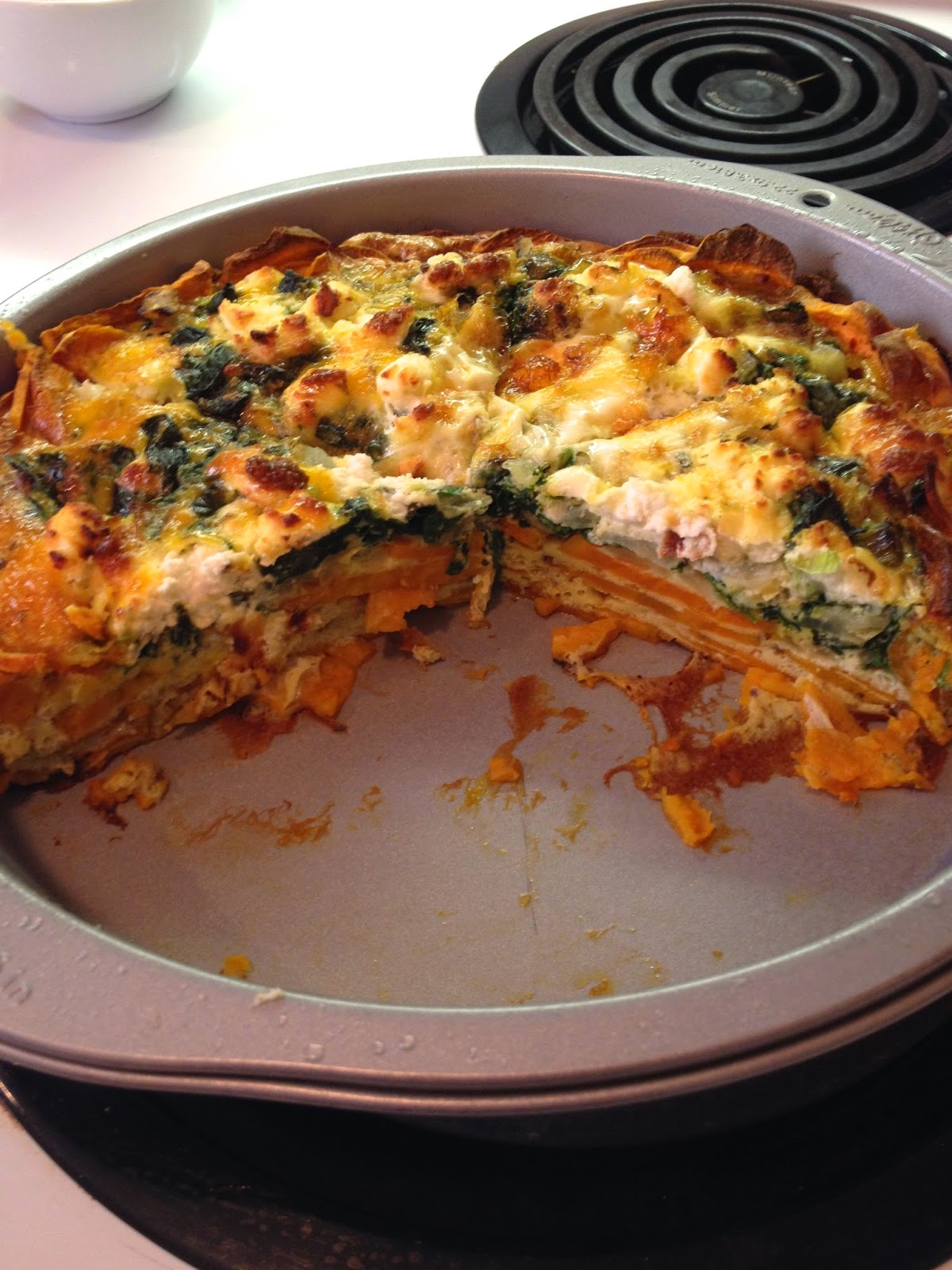 LoveLettersInaPan Sweet Potato Crusted Spinach Quiche