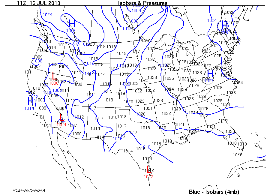 Recreation Geography High Pressure along East Coast