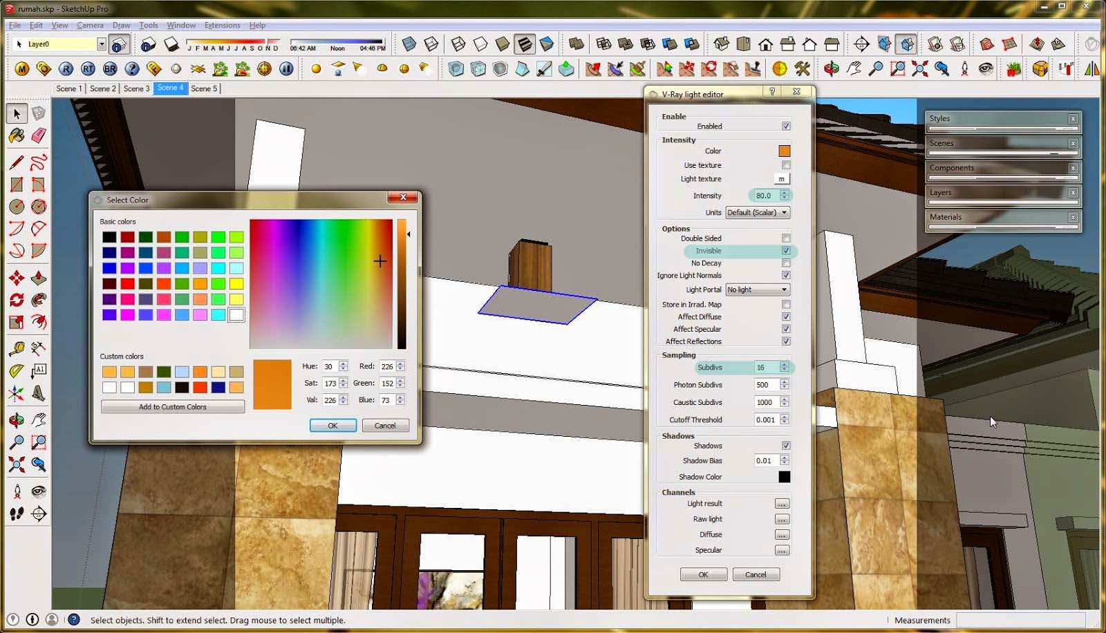 Rectangle Light Pada Teras Tutorial Pencahayaan Vray Sketchup
