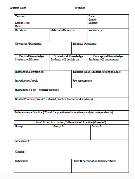 lesson plan template online