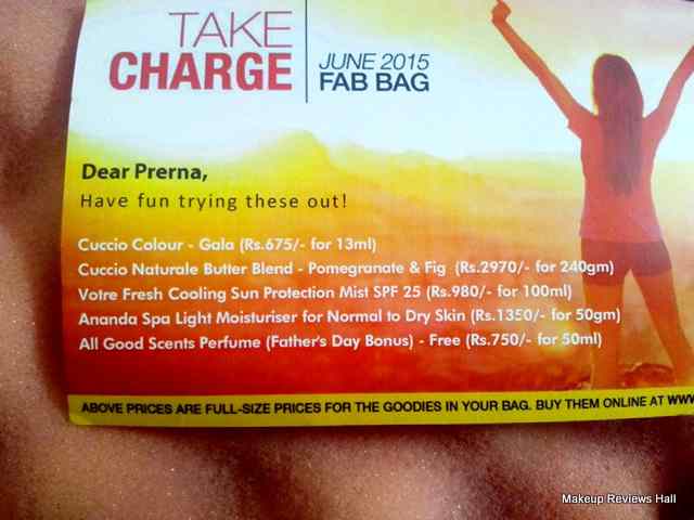Fab Bag June 2015 Product List
