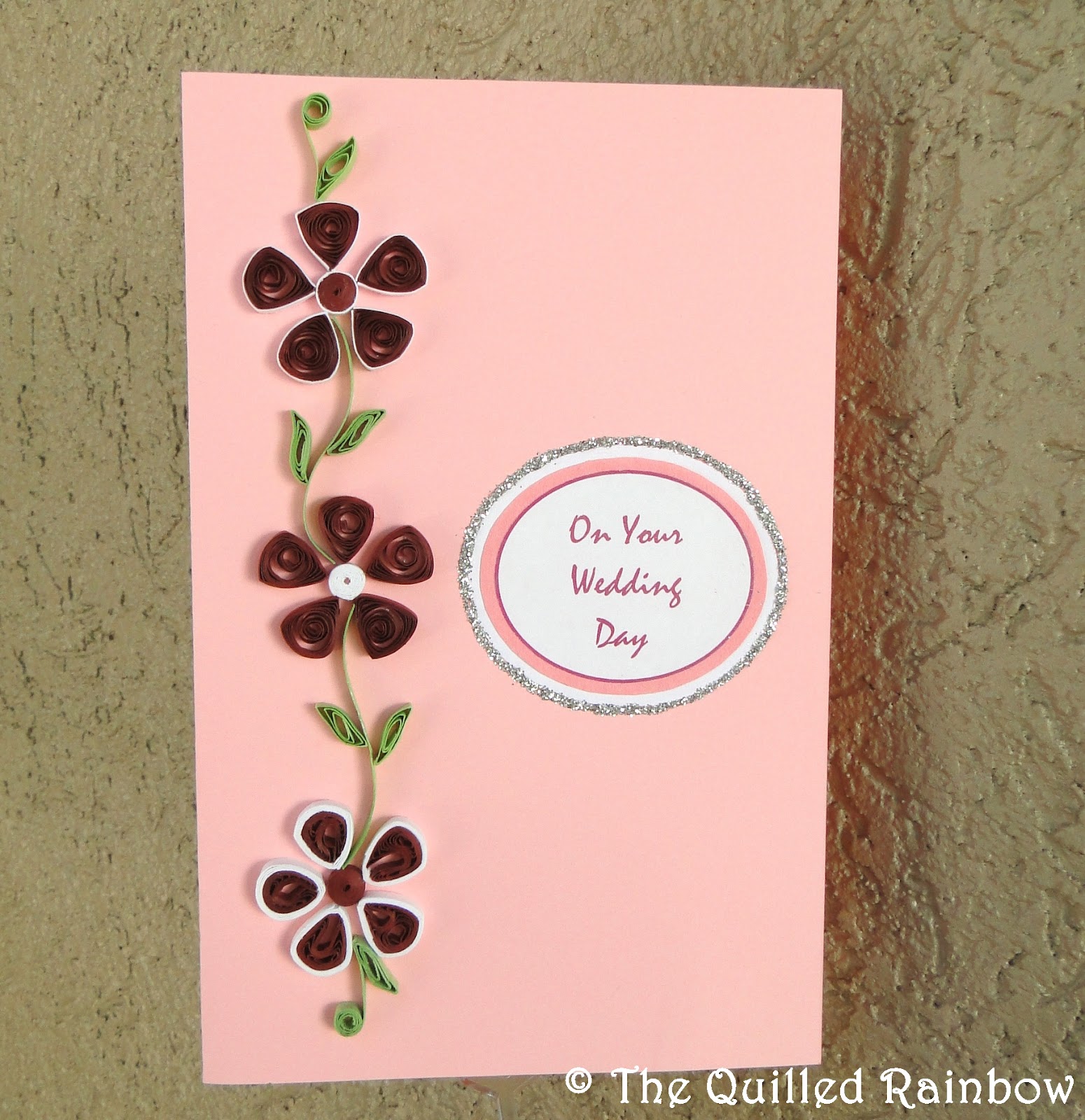 The Quilled Rainbow Quilled Wedding Card in Pink