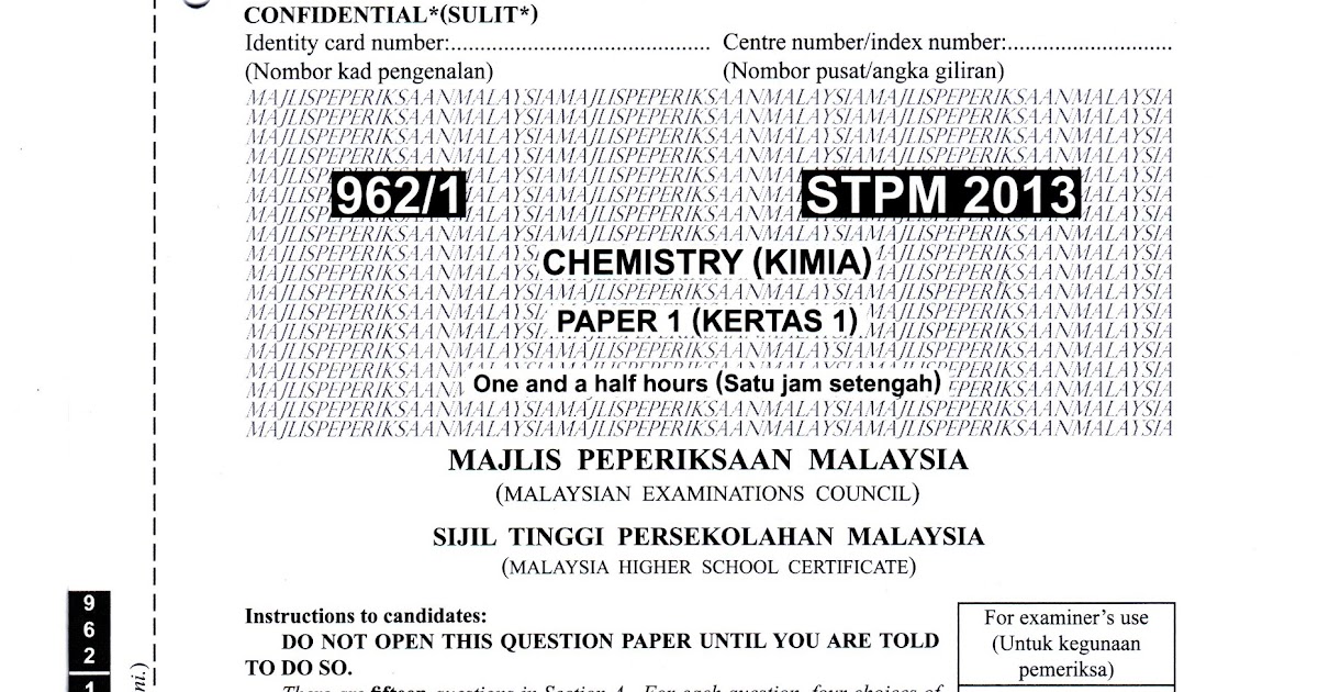 stpm chemistry past year papers