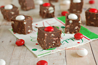 Chocolate Peppermint M&M Fudge by The Sweet Chick