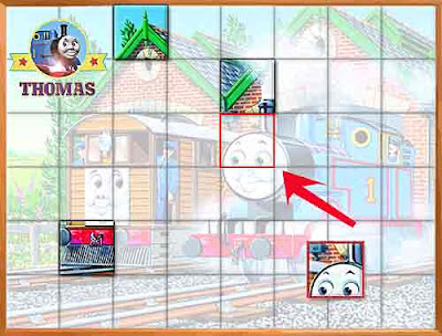 Free online Thomas the train games for kids match equivalent puzzle square parts on the crisscross