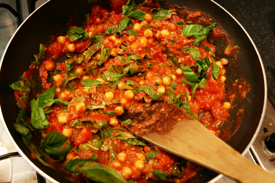Rocket Bean Tandoori Chickpea and Halloumi Tagine with Quinoa and Mint