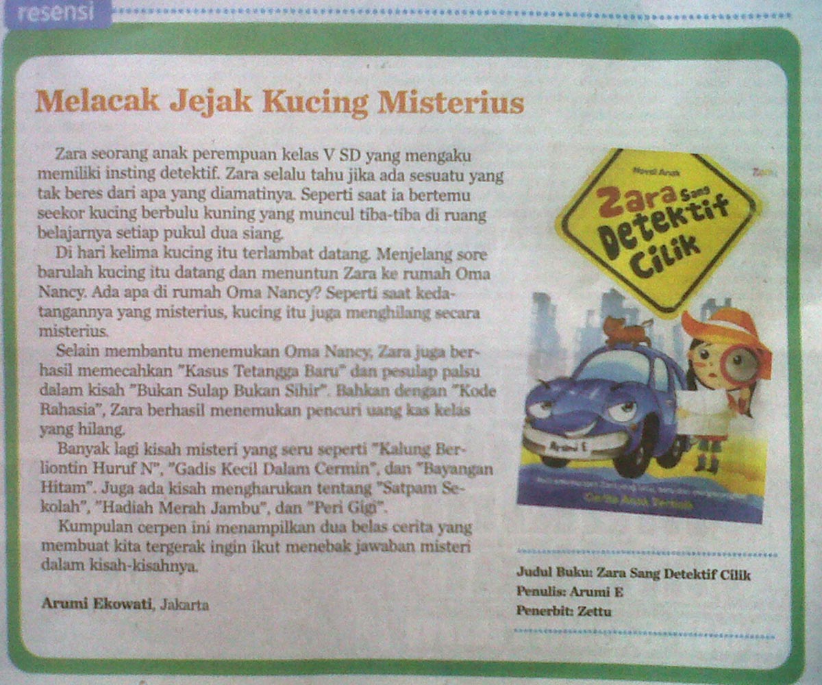 ARUMI'S STORIES Resensi Zara Sang Detektif Cilik dimuat ARUMI'S STORIES Resensi Zara Sang Detektif Cilik dimuat
