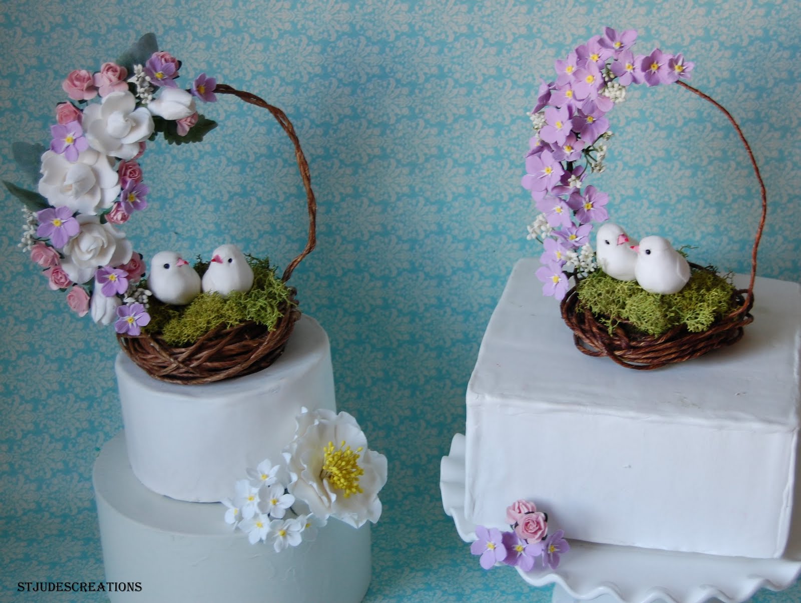 cake topper birds nest Handmade PaPer FloweRs by Maria Noble