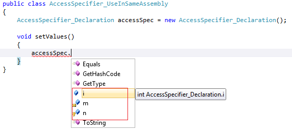 Access specifier in C# 1