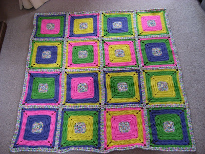Crocheted Bright Squares Baby Blanket