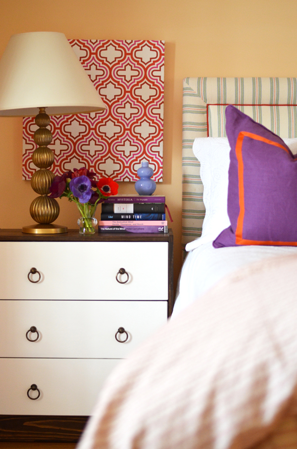 Purple and Red Guest bedroom with an addition Mimosa Lane