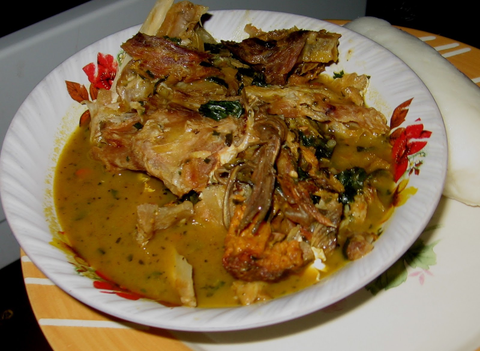Nigerian White Soup, cooked without meat, served with Food processor