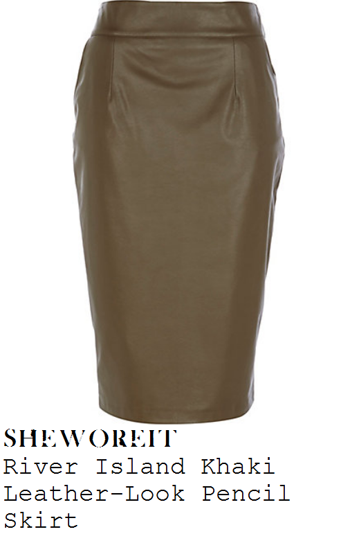 vicky-pattison-khaki-olive-green-high-waisted-faux-leather-pencil-skirt