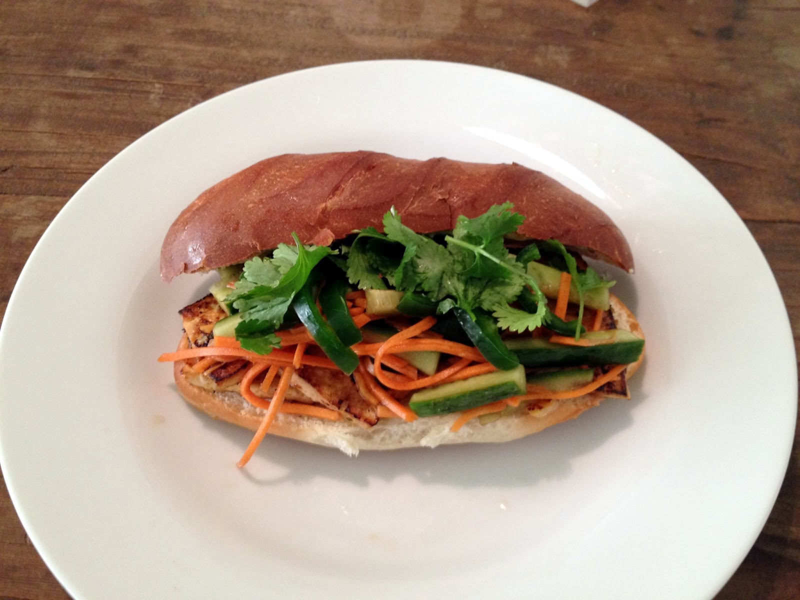 Bourbon and Bleu lemon and garlic tofu banh mi
