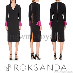 Sophie, Countess of Wessex style ROKSANDA Contrast Cuff Crepe Dress 