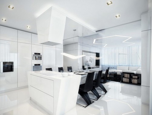 Futuristic Black and White Living Room Furniture