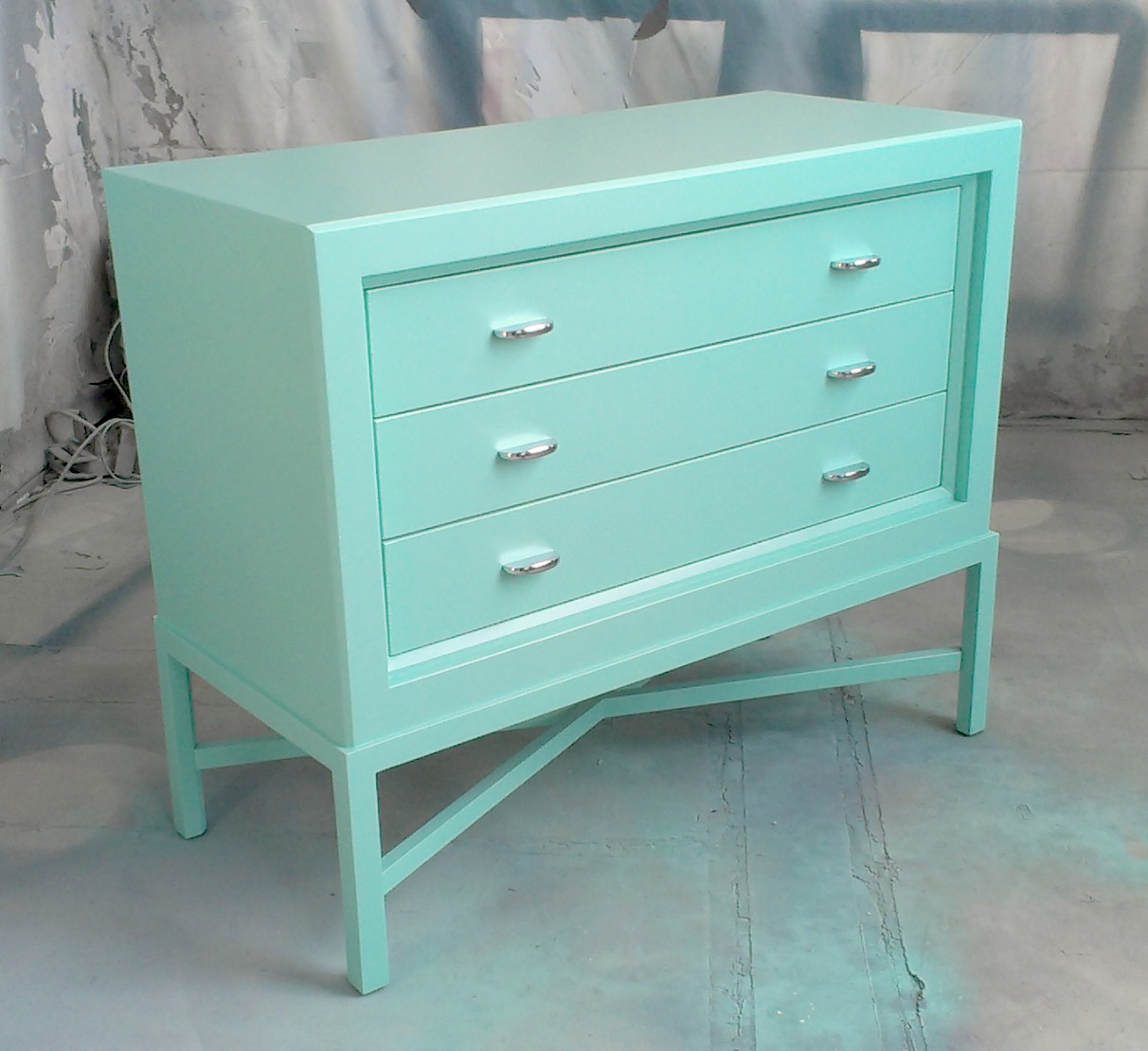 Sydney Barton Painted Furniture Turquoise Chest on Stand